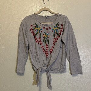 Red herring Striped Embroidered Top GUC L